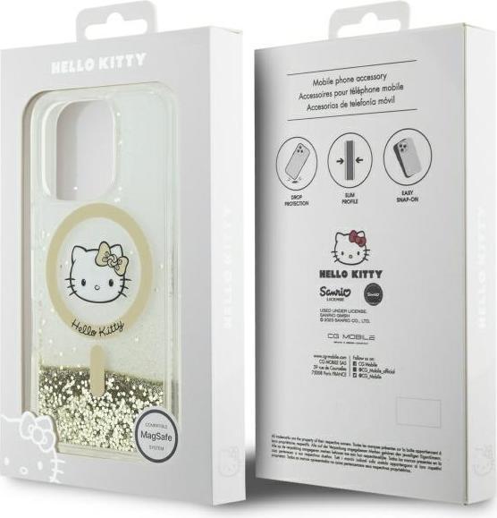 Actual product image Hello Kitty HKHMP16LLGDIH iPhone 16 Pro 6.3" biały złoty/white gold hardcase Liquid Glitter Fever (Apple iPhone 16 Pro)