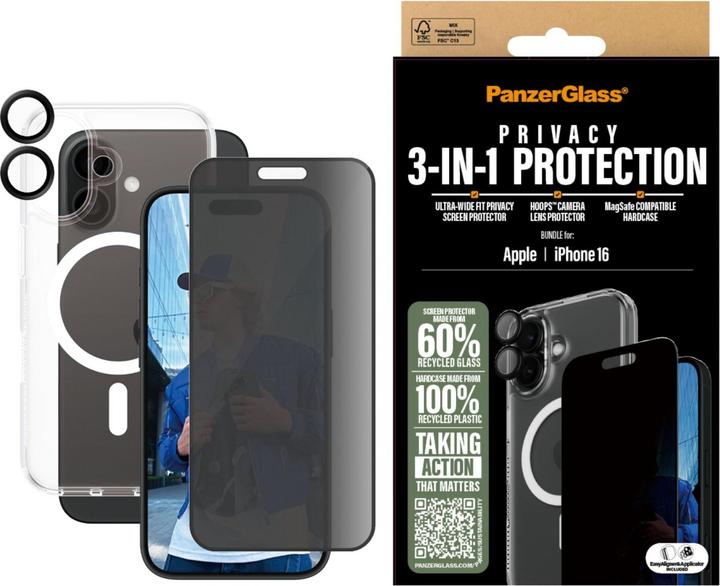 Produktbild PanzerGlass Privacy (1 Stück, Apple iPhone 16)