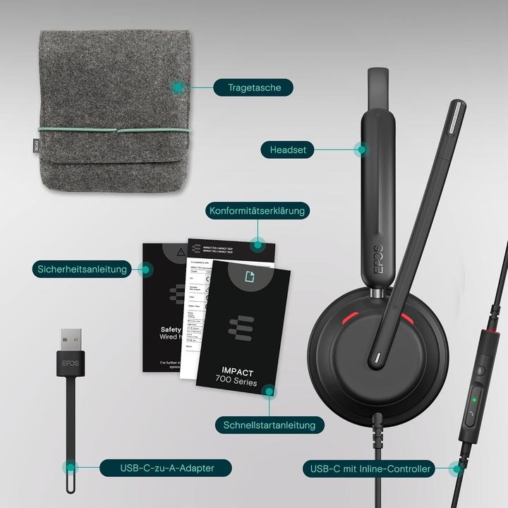 Produktbild EPOS IMPACT 760 (Kabelgebunden, USB-C, Google Meet, Microsoft Teams)