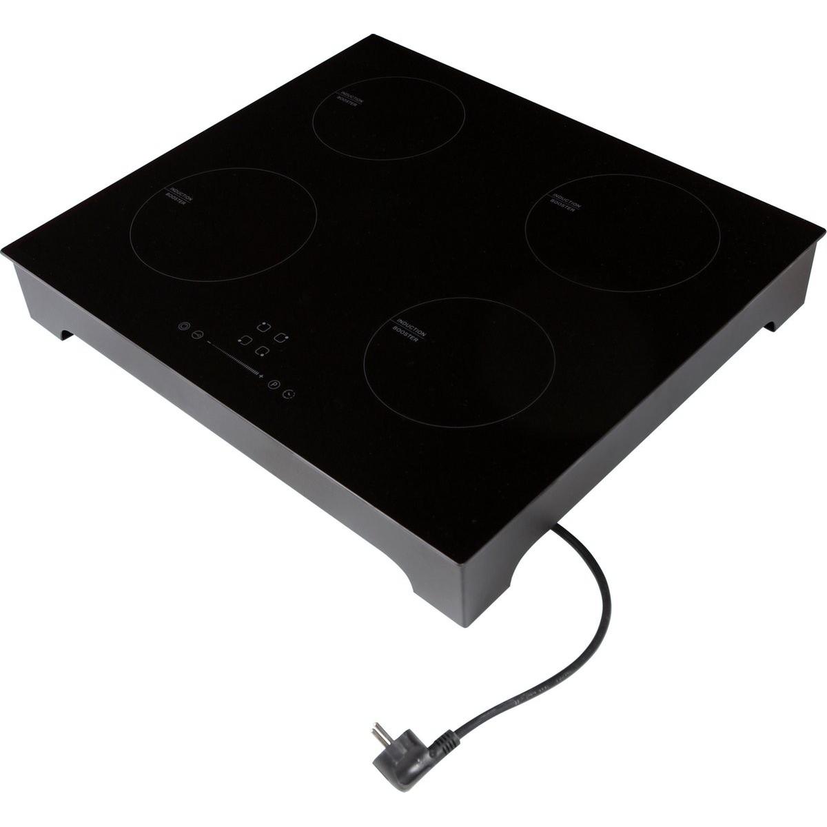 Everglades EVFH821 Piano di cottura a induzione a 4 fuochi - 230 Volt plug and Play - Riconoscimento padelle -, Piano cottura portatile, Nero