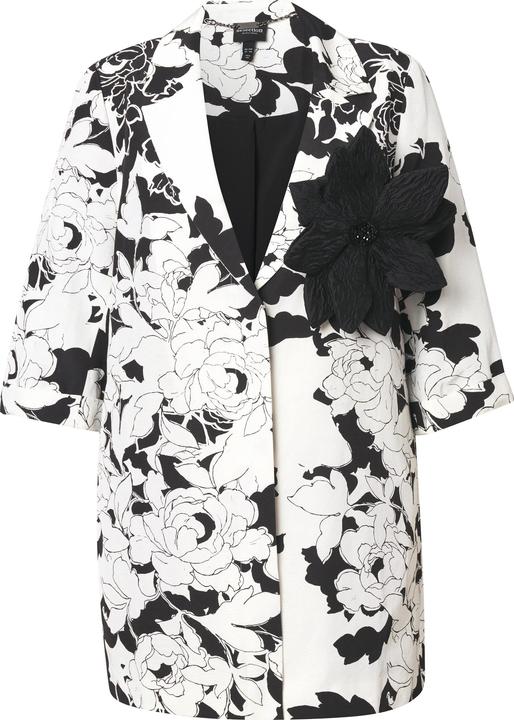 Immagine prodotto Ulla Popken Giacca con texture a costine, revers e fiori staccabili (46, 48)