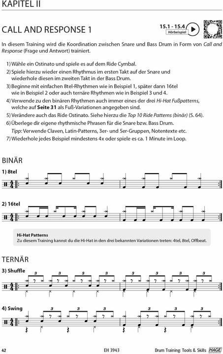Immagine prodotto Drum Training Tools & Skills (mit Daten-DVD) (Tedesco, Helmut Hage, Patrick Metzger, 2017)