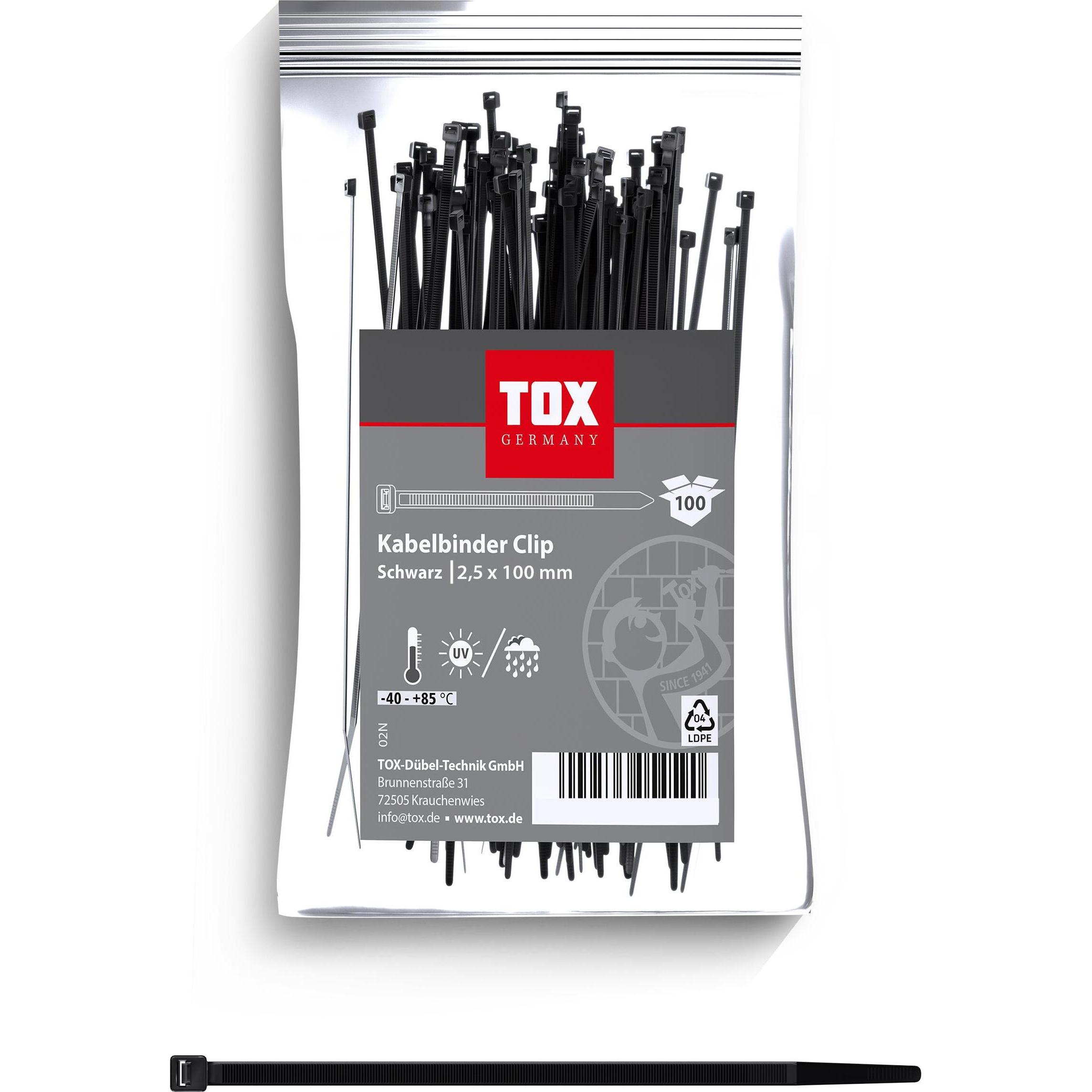 Tox, Kabelbinder, Kabelbinder Clip 2,5x100 (100 Stk.) (1000 mm, 100 Stk.)