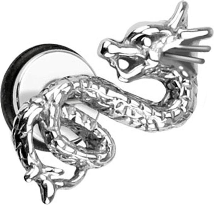 Produktbild Star Piercing Fake Plug Drachen silber (ohne Messing, Chirurgenstahl 316L)