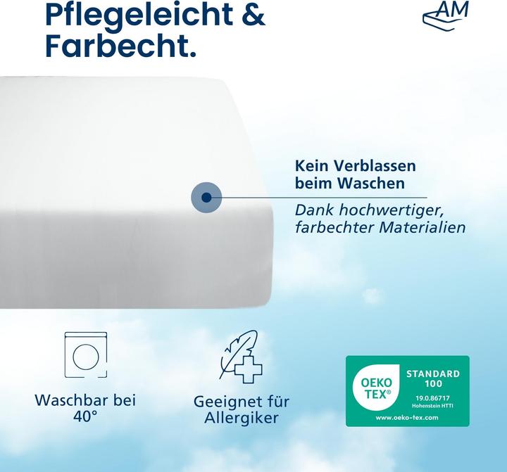 Image du produit AM Qualitätsmatratzen Premium Spannbettlaken für Matratze, Baumwolle (200gsm) (160 x 190 cm)