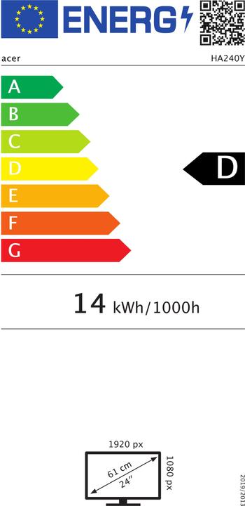 Energy Label Acer HA240YAwi (1920 x 1080 pixels, 24")