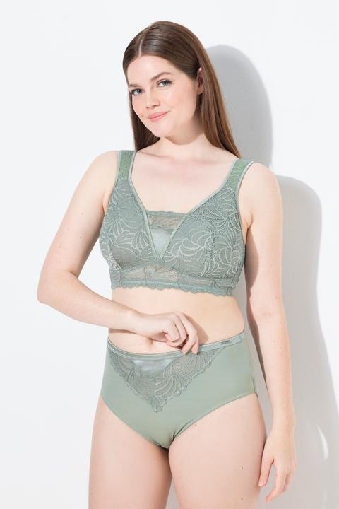 Actual product image Ulla Popken Chevron Lace Inset Stretch Microfiber Panty (46, 48)