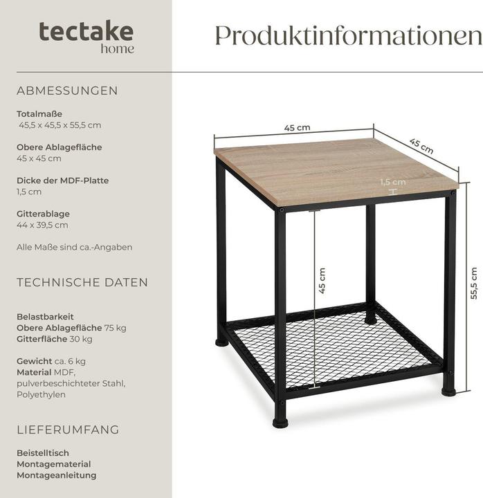 Image du produit tectake Table d’appoint Derby