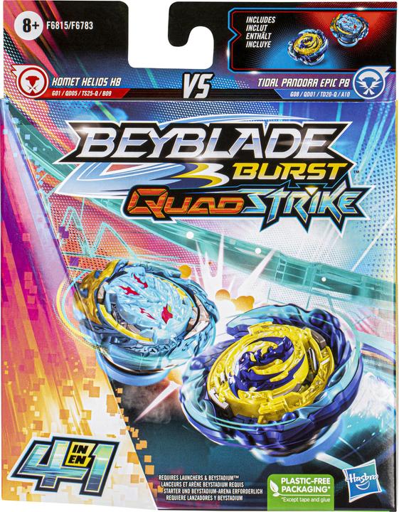 Immagine prodotto Hasbro Beyblade Burst QuadStrike Comet Helios H8 e Tidal Pandora Epic P8 Confezione doppia, Battle Circle