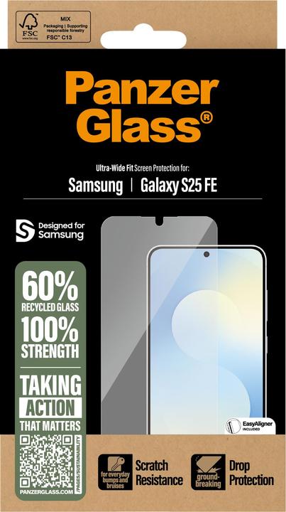 Produktbild PanzerGlass Screen Protector Samsung Galaxy S25 FE Ultra-Wide Fit w. EasyAligner (1 Stück, Samsung Galaxy A25 5G)