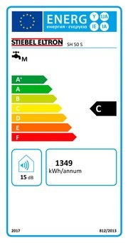 Energy Label Stiebel Eltron SH 50 S hydraulic wall-mounted cylinder, 50 litres, 1-6 KW