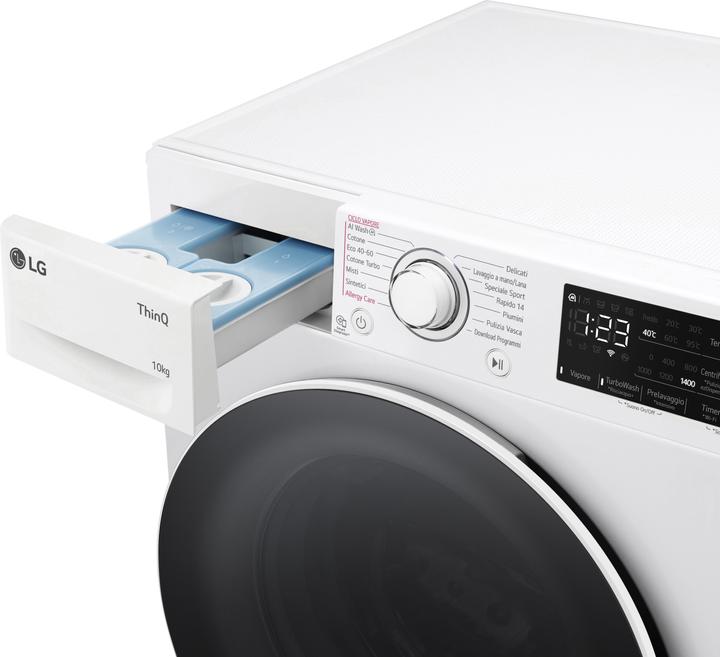 Actual product image LG F4R3710NSWW Washing machine 10 kg AI DD, Class A-10%, 1400 rpm, Auto-dosing, Wi-Fi (10 kg, Left)