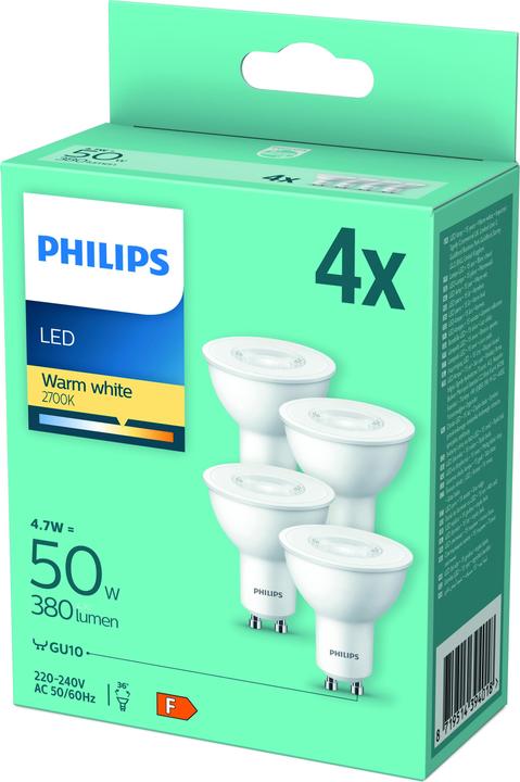 Produktbild Philips LED Bombeta (GU10, 4.70 W, 380 lm, 4 x, F)