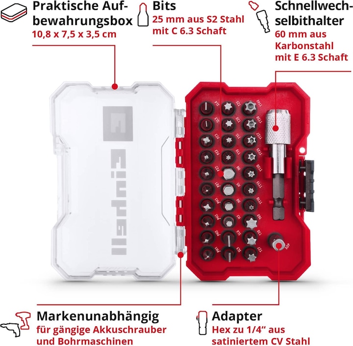 Actual product image Einhell 118693 Bit set 32 pieces (25mm)