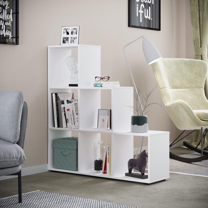 Actual product image VCM Wood stand staircase shelf 6 compartments Nitas (108 x 29 x 105 cm)
