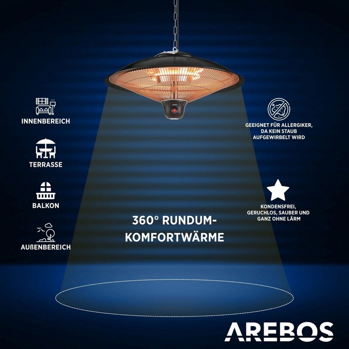 Actual product image Arebos Overhead radiant heater (2000 W)