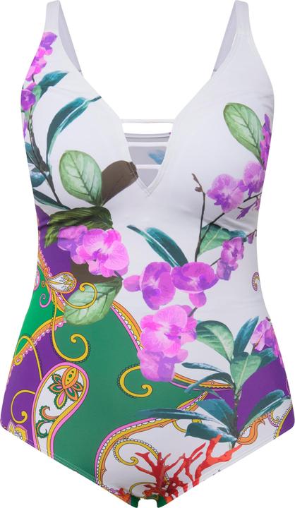 Image du produit Ulla Popken Maillot de bain à bonnets moulés. Matière recyclée et motif orchidée (60)