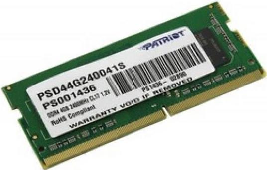 Produktbild Patriot Signature Notebook Memory, SODIMM, DDR4, 4GB, 2400MHz, CL17 (PSD44G240081S) (1 x 4GB, 2400 MHz, DDR4-RAM, SO-DIMM)