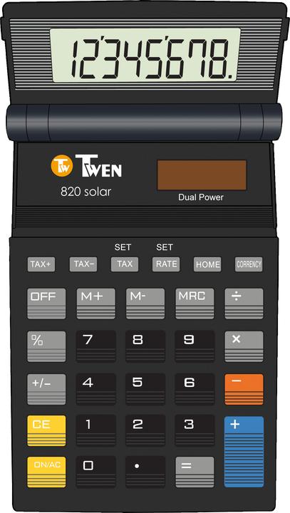 Actual product image Twen Pocket calculator 820 solar Display size: 1 Colour: black (Solar cells)