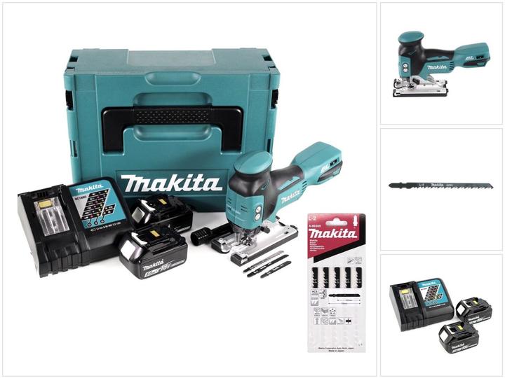 Produktbild Makita DJV 181 RTJ Akku Pendelhubstichsäge 18V Brushless + 2x Akku 5,0Ah + Ladegerät + 11x Sägeblatt