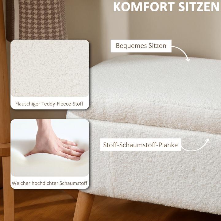 Image du produit Homcom Sitzbank Polyester, Kautschukholz Cremeweiss (42 cm)