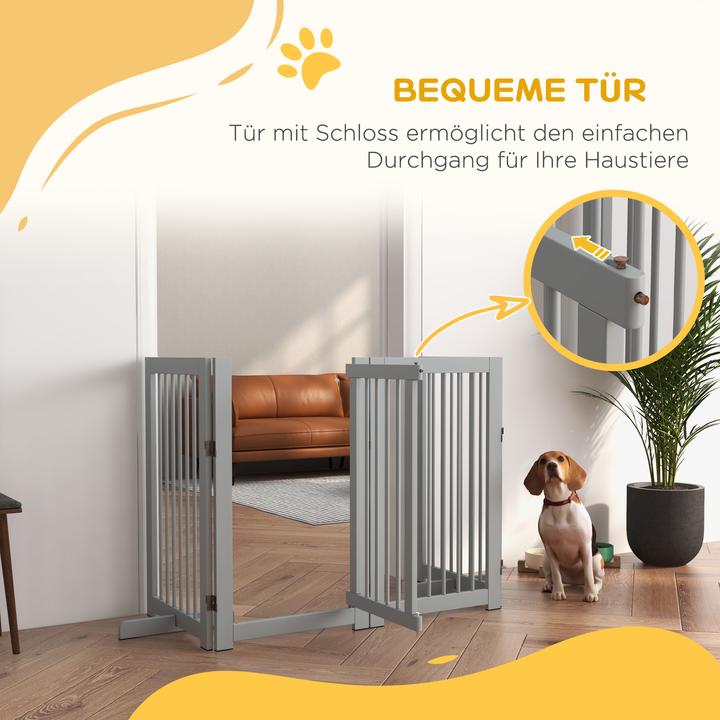 Produktbild PawHut Schutzgitter Kiefernholz Hellgrau