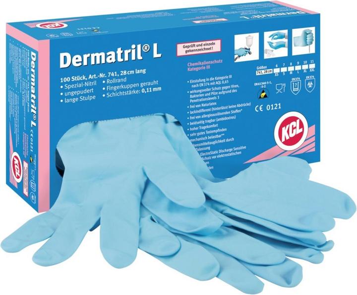 Actual product image KCL Dermatril L 741 074111081C 100 pcs. disposable gloves Size (gloves): 11 EN 455 (10, 11, 6, 7, 8, 9)