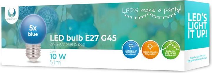Image du produit Forever Light Ampoule LED E27 G45 2W 230v bleu 5pcs (E27, 5 lm, 5x)