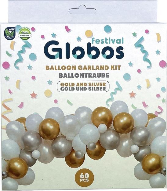 Actual product image Globos Europe DIY - Balloon garland - white-silver-gold (1 x)