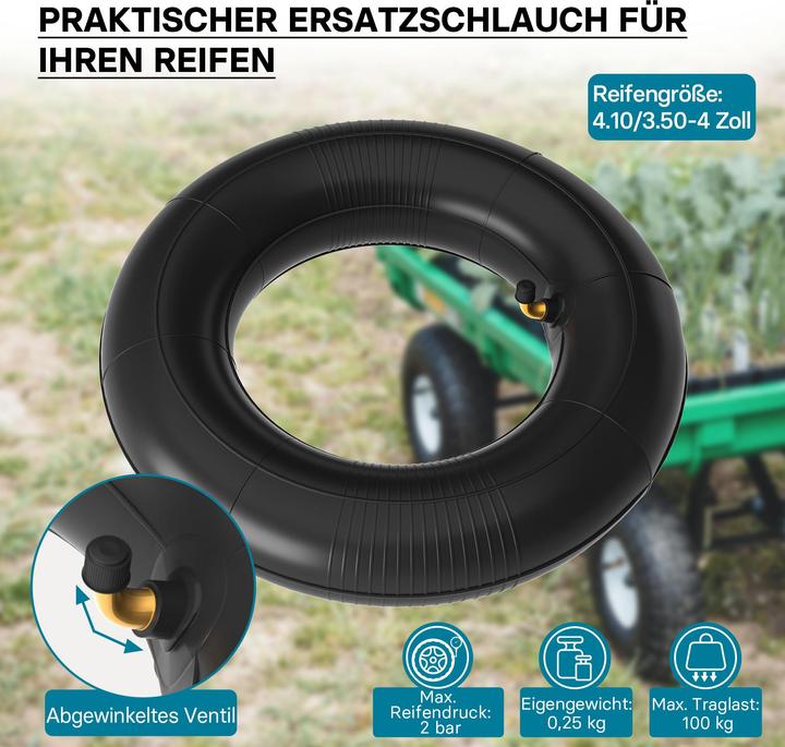 Produktbild Wiltec Standard Schlauch Reifen 3.50-4 100kg Ventil TR87 Schubkarre Sackkarre