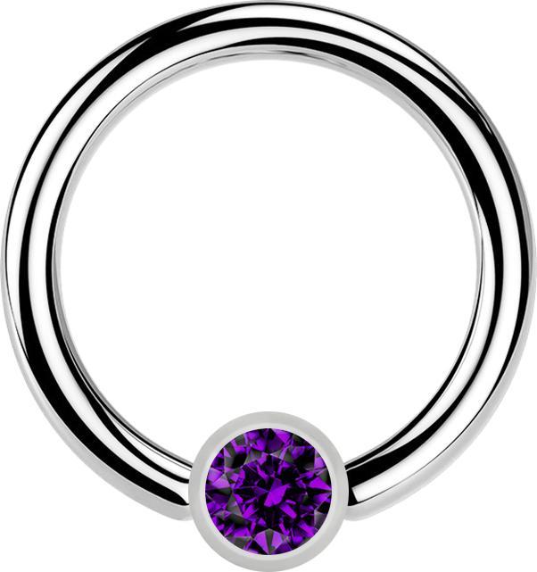 Immagine prodotto Star Piercing Anello Micro Closure argento cilindro cristallo viola (senza ottone, Acciaio chirurgico 316L)