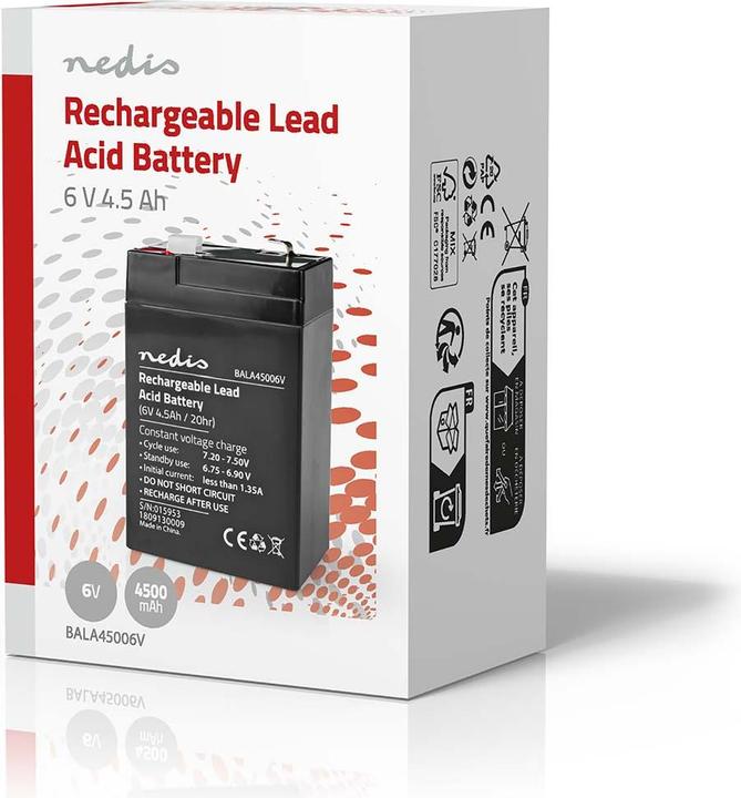 Nedis Wiederaufladbarer Blei-Akku, 6 V, 4500 mAh (1 Stk., Akku)