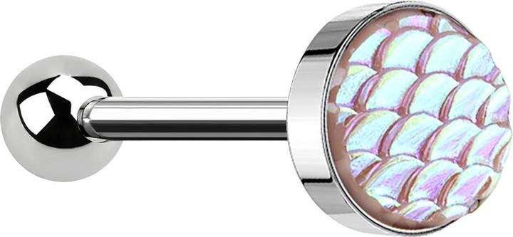 Produktbild Star Piercing Barbell silber mit Fischschuppen pink (ohne Messing, Chirurgenstahl 316L)