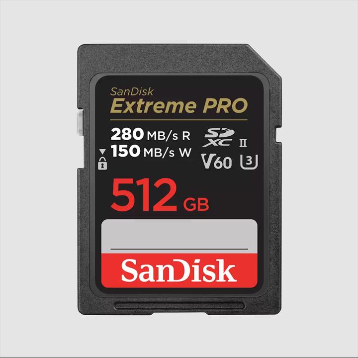 Actual product image SanDisk Extreme PRO UHS-II V60 (512 GB, SDXC, U3, UHS-II)