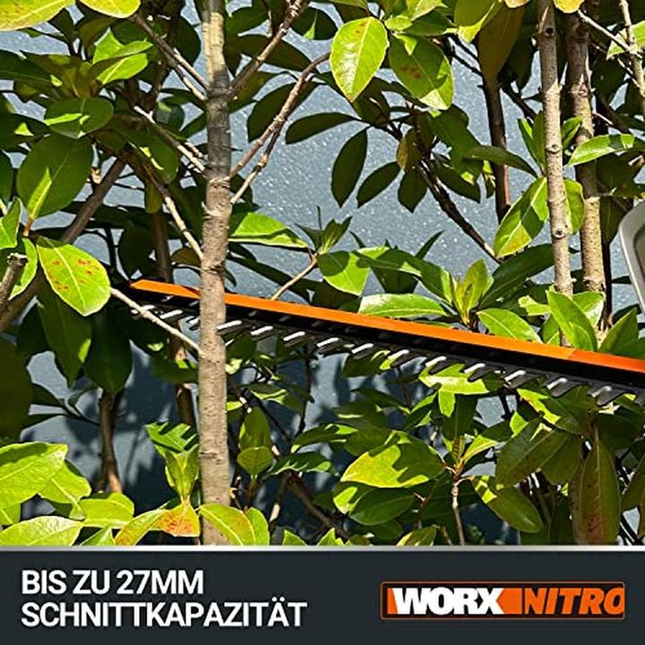 Produktbild Worx Nitro Cordless Telescopic Hedge Trimmer with Brushless Motor, 54cm Cut, 27mm Capacity (Akkubetrieb)