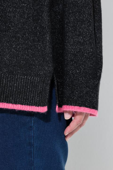 Produktbild Ulla Popken Pullover, Herzstickerei, V-Ausschnitt, Langarm (54)