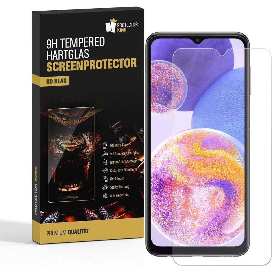 Protectorking 1x echtes Tempered 9H Panzerhartglas 3D KLAR (1 Stück, Samsung Galaxy A23), Smartphone Schutzfolie
