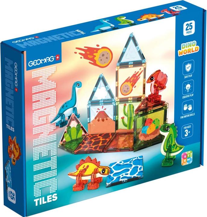 Actual product image Geomag Magnetic Tiles Gems Dino World 25 Teile