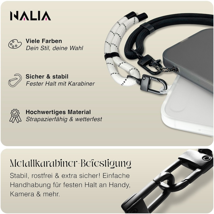 Produktbild Nalia Wristy Lanyard Handykette – Universal Trageband für Smartphones – Verstellbar, Soft & Elastisch