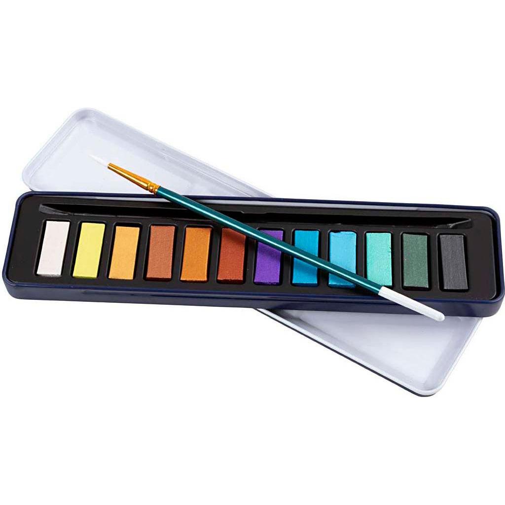 Colortime - Wasserfarben-Set, Metallic-Farben, 12 Farben/1 Pck - () (1282255)