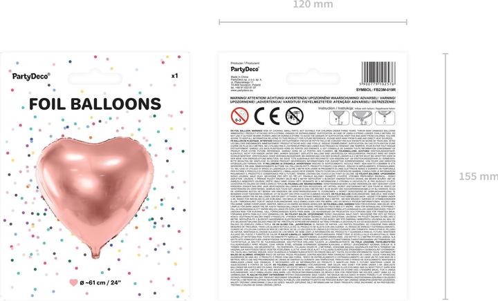 Produktbild Partydeco Luftballon Herz Roségold 61cm (1 x)