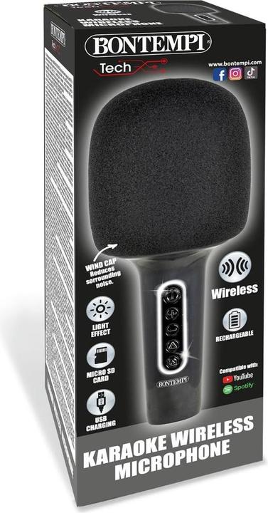 Image du produit Bontempi Microfono Karaoke wireless con altoparlante, riduzione rumore di sottofondo ed effetti luminosi