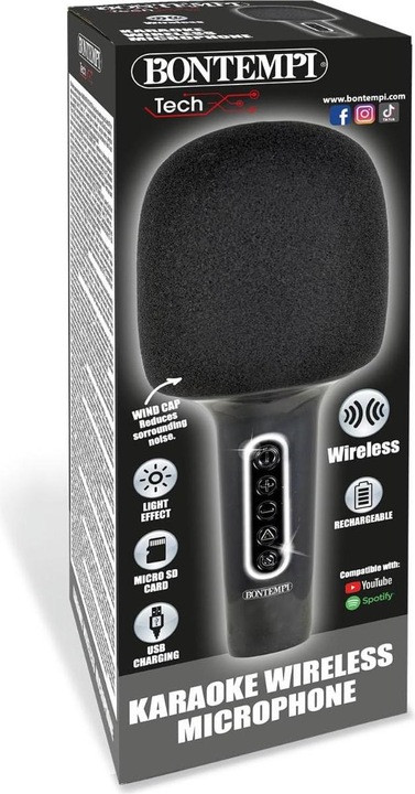 Actual product image Bontempi Microfono Karaoke wireless con altoparlante, riduzione rumore di sottofondo ed effetti luminosi