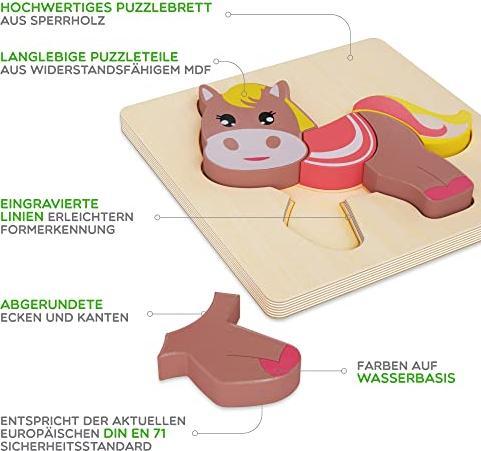 Produktbild Activity Board Bauernhoftiere Holzpuzzle 1 Jahr 2 Jahre - 4 Teile Holzspielzeug Baby-Puzzle - Steckpuzzle