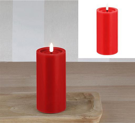 Bekos LED-Echtwachskerze mit 3D-Flamme und Timer rot L