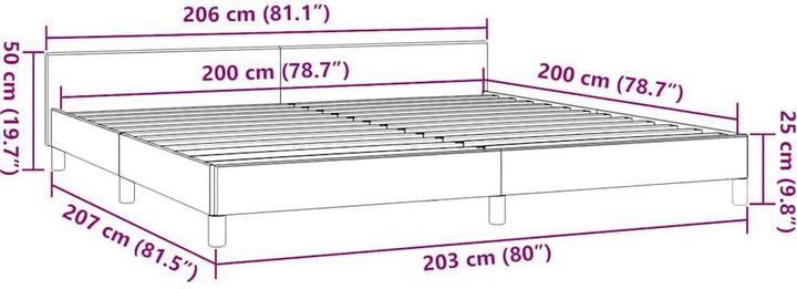 Immagine prodotto vidaXL Bettgestell mit Kopfteil (200 x 200 cm)
