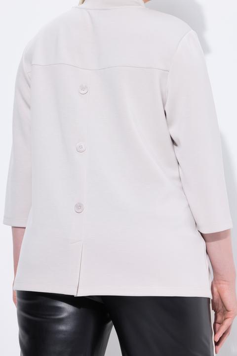 Produktbild Ulla Popken Sweatshirt, Rücken-Zierknöpfe, Stehkragen, 3/4-Arm (62)
