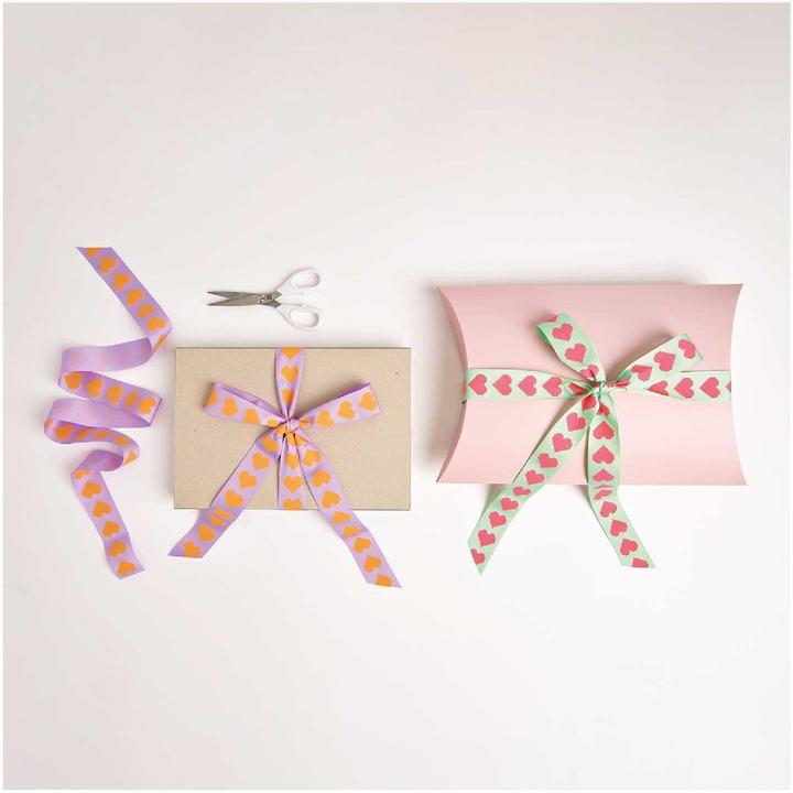 Produktbild Rico Design Taftband Pixel Herzen, Mint/Neon.400670 (Geschenkband)