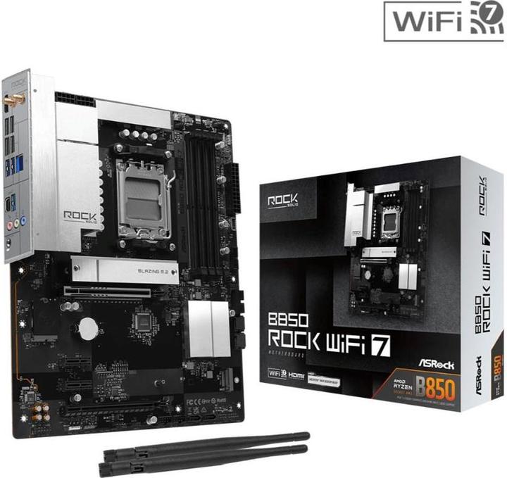 Productafbeelding AsRock MB AMD AM5 B850 Rock WiFi 7 (AM5, AMD B850, ATX)