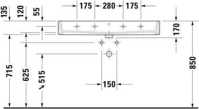 Actual product image Duravit Washbasin VERO AIR m ÜL HLB closed 1000x470mm o HL white (470 mm, 1000 mm)